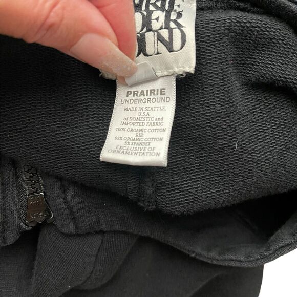 Prairie Underground Small Jacket Full Zip Organic Cotton Sweatshirt Black - Picture 3 of 15